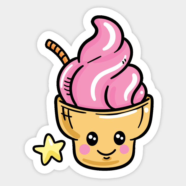 Kawaii Ice Cream Sticker by KawaiiFoodArt